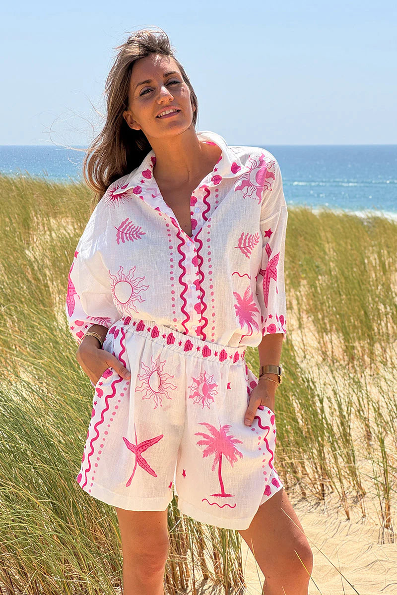 Pink Mystical Beach Eclipse Shorts