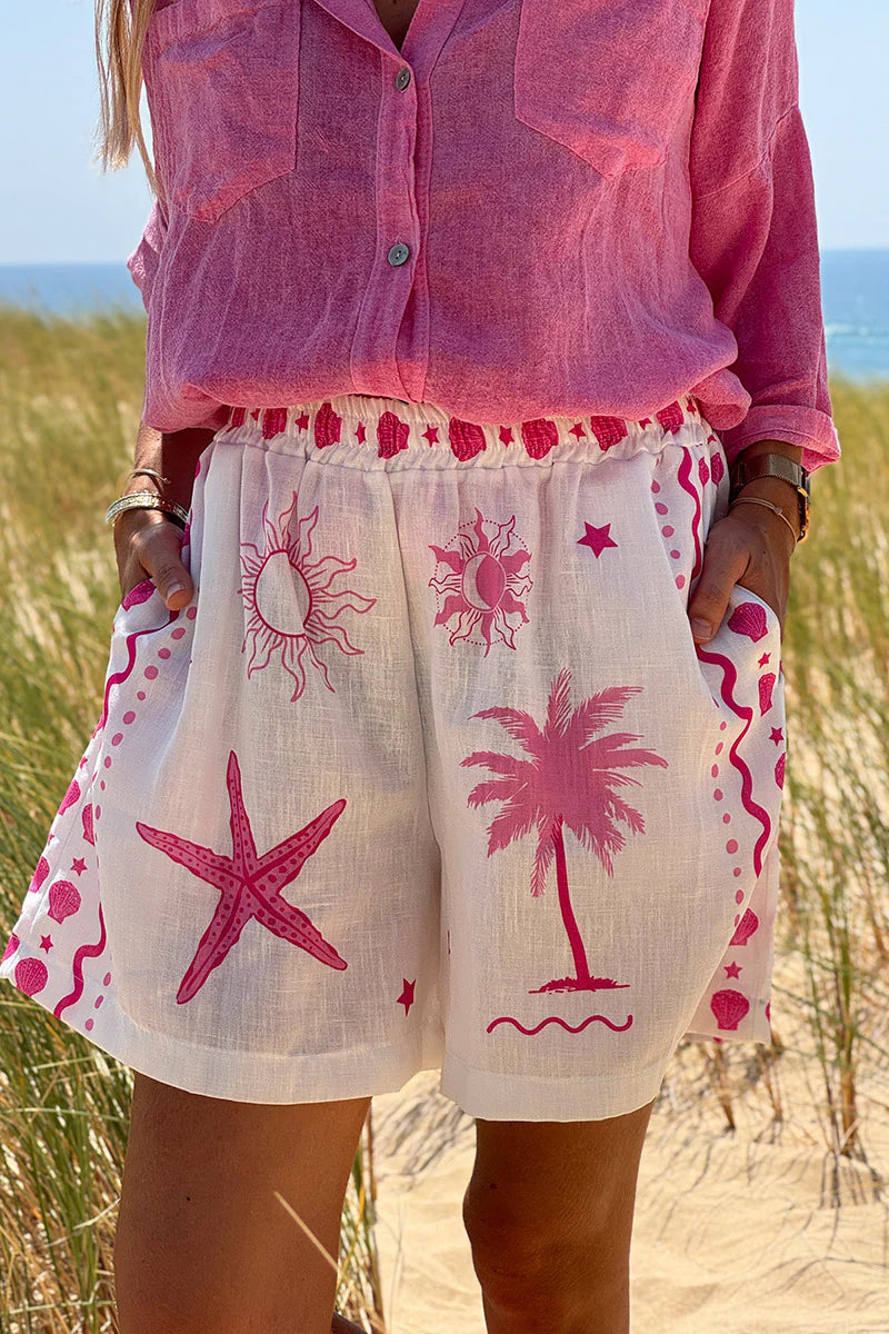 Pink Mystical Beach Eclipse Shorts