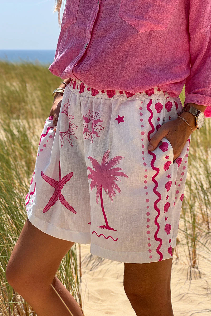 Pink Mystical Beach Eclipse Shorts