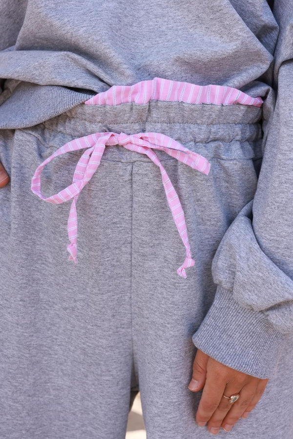 Pink Stripe Heather Wide-Leg Jersey Travel Pants