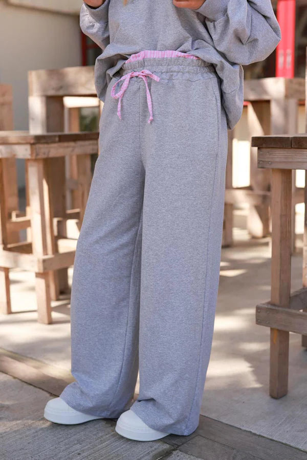 Pink Stripe Heather Wide-Leg Jersey Travel Pants