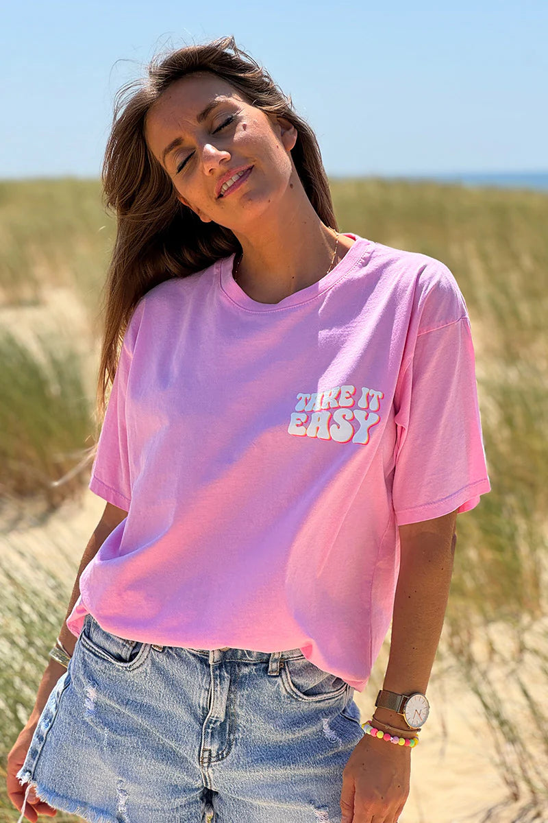 Pink “Take it Easy” Vintage Tee