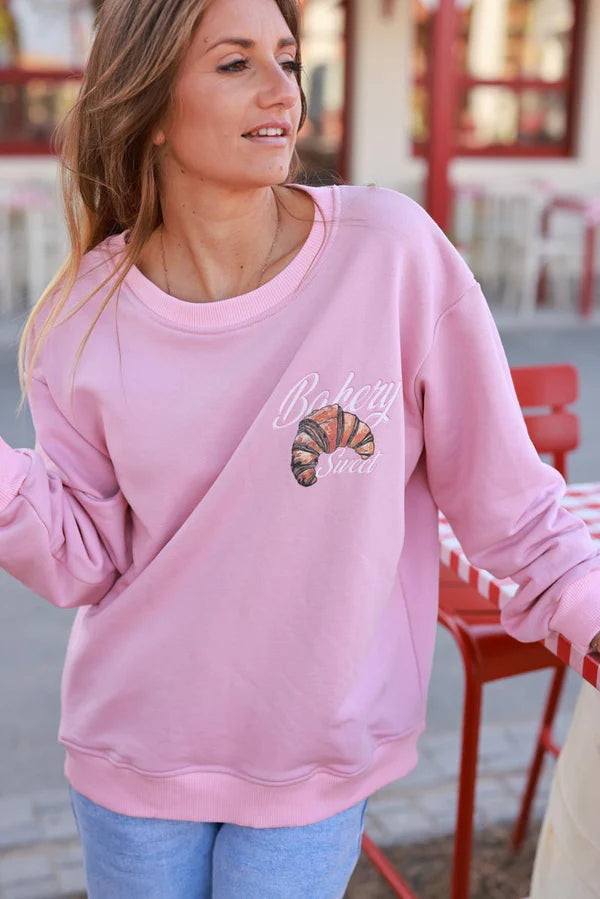 Light Pink Bakery Sweet Croissant Sweater