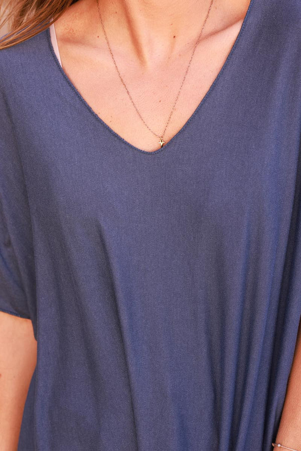 Relaxed fit Rosewood V-neck Top