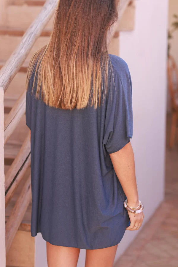 Relaxed fit Rosewood V-neck Top