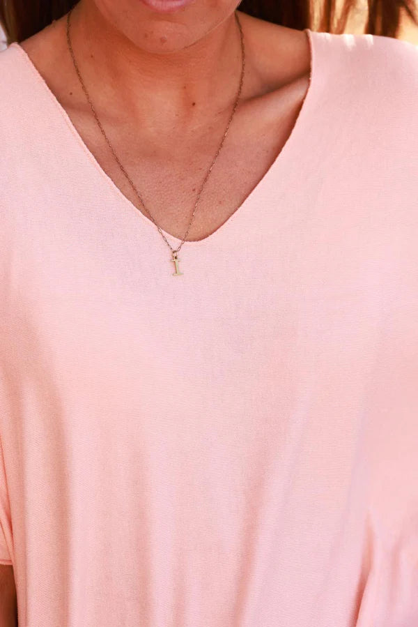 Relaxed fit Peach V-neck Top