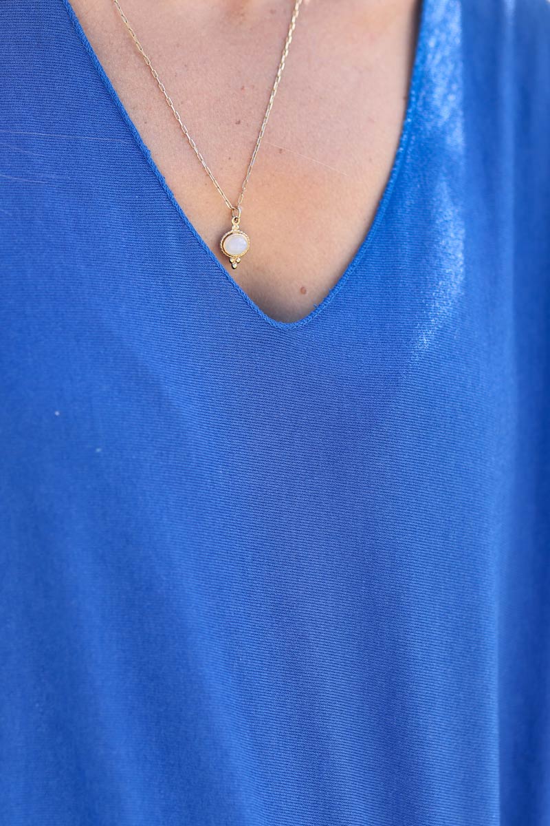 Relaxed fit royal blue v-neck top