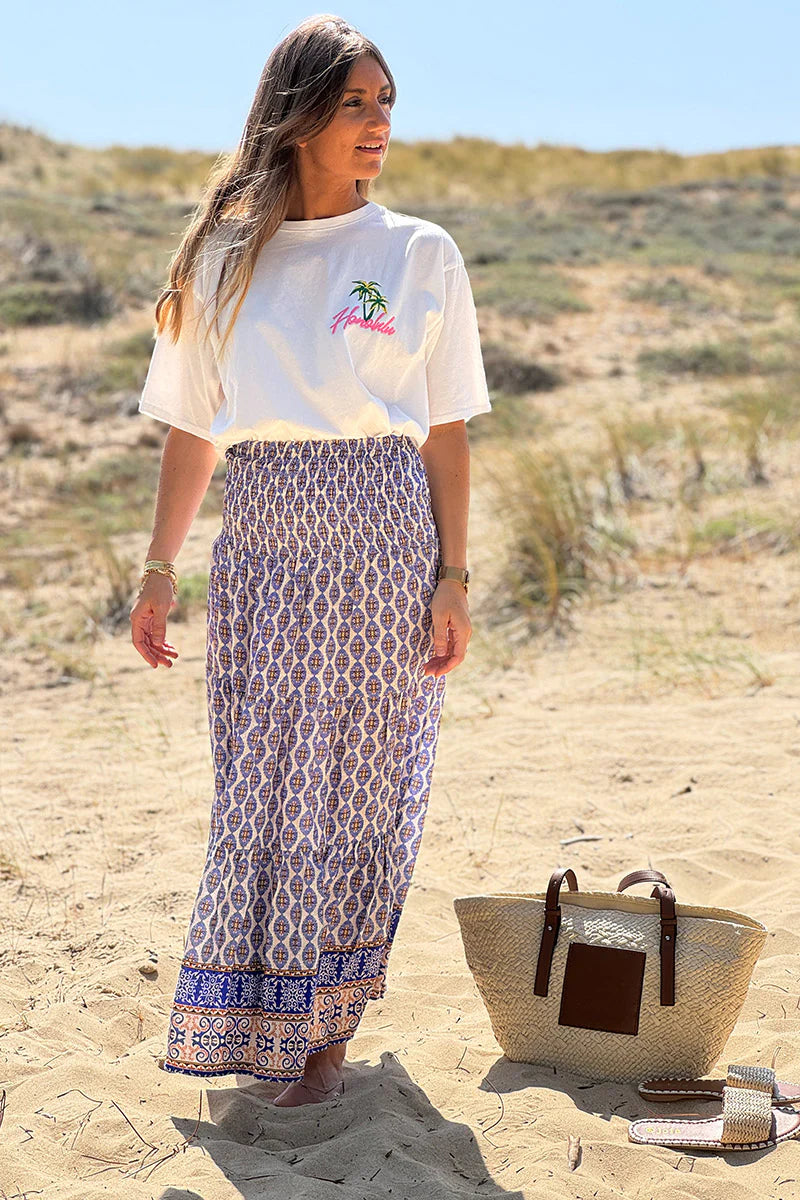 Royal blue Batik Print Boho Skirt