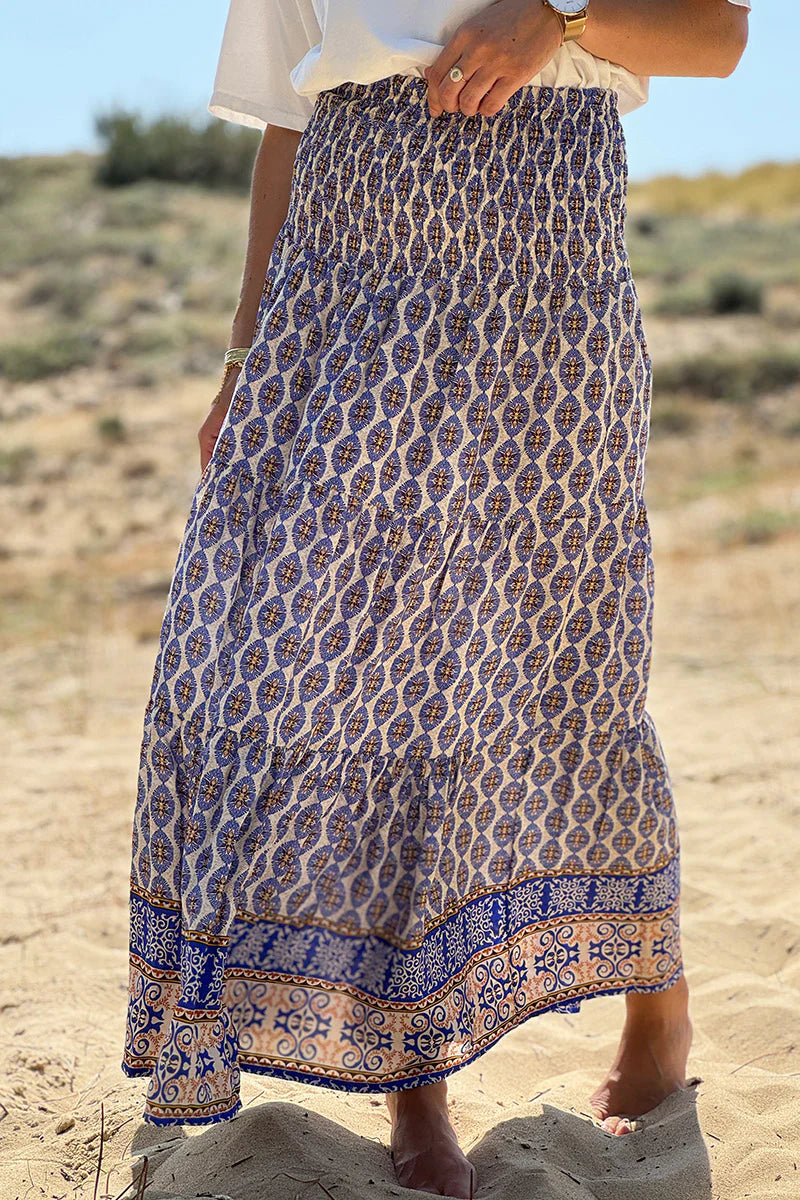 Royal blue Batik Print Boho Skirt