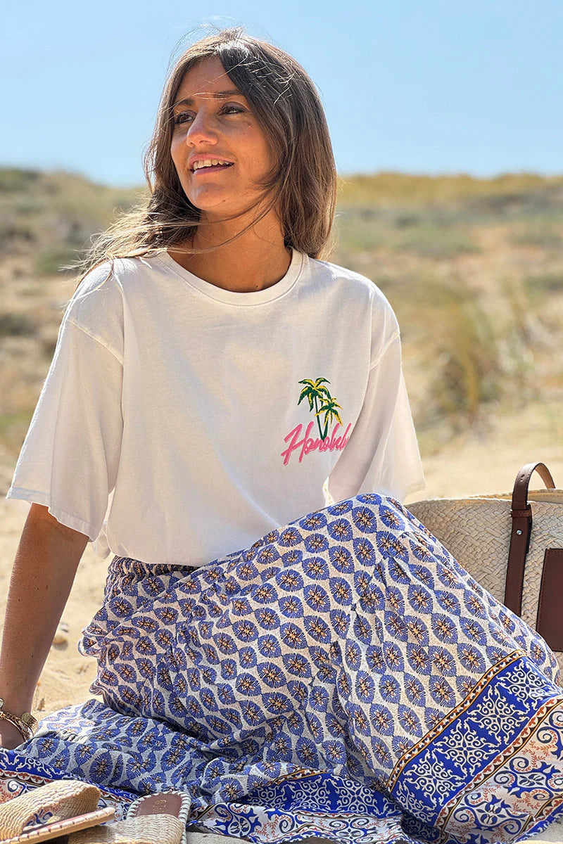 Royal blue Batik Print Boho Skirt