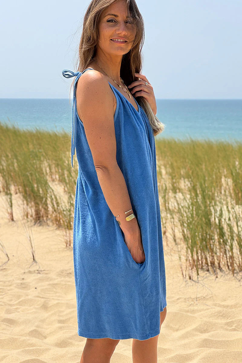 Royal Blue Gauze Tie-Shoulder Playsuit