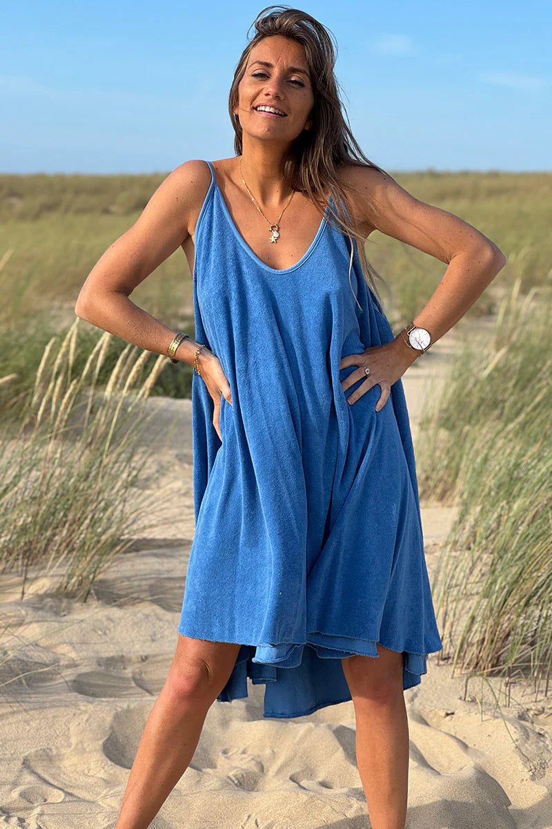 Royal Blue Terry Cloth Swing Dress