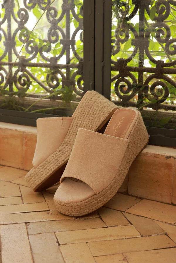 Taupe Sueded Wedge Espadrilles