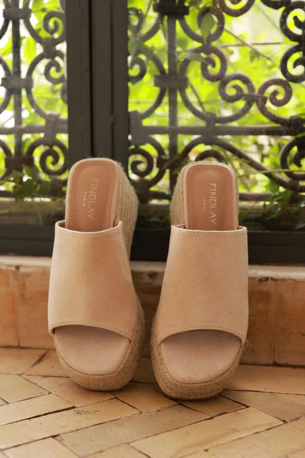 Taupe Sueded Wedge Espadrilles