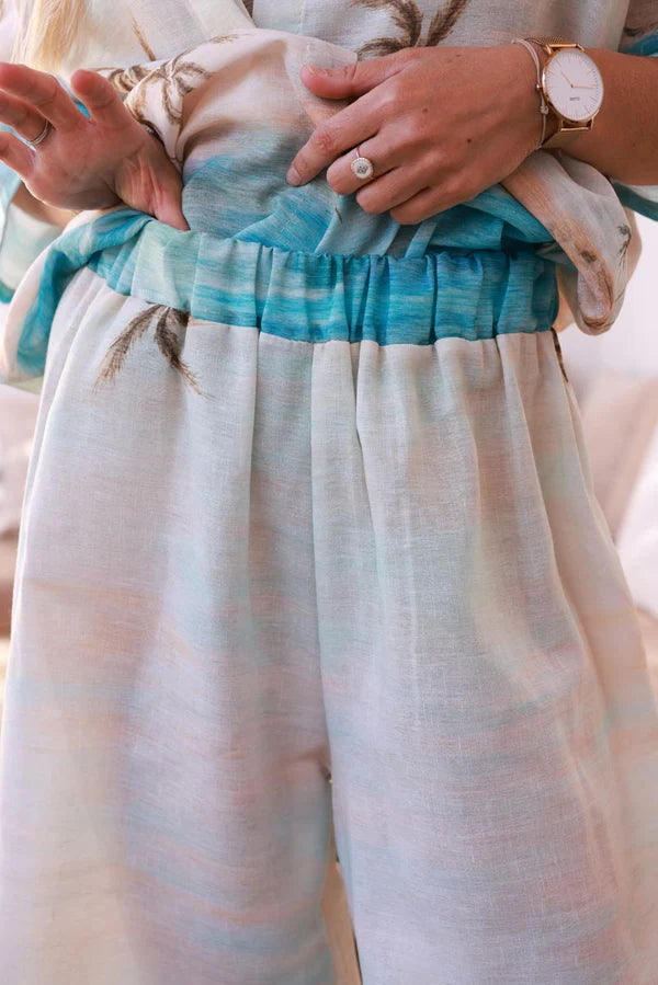 Water green Sunset Wide-Leg Casual Pants