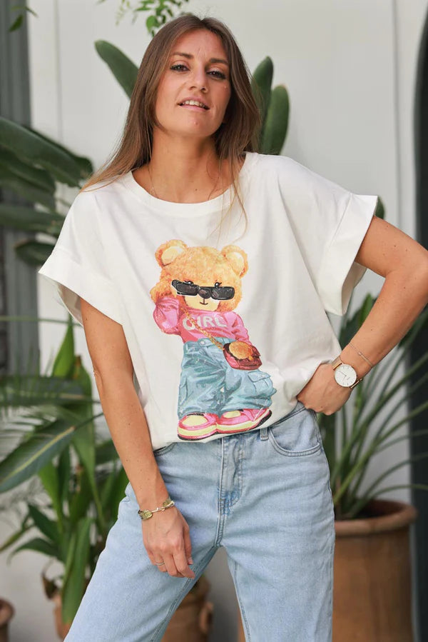 White Cool Bear Cotton Jersey Tee
