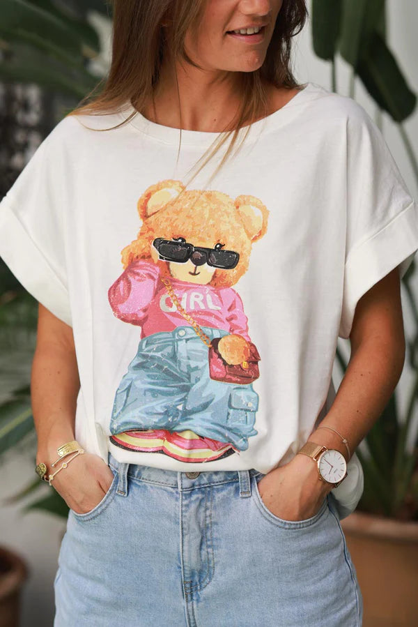 White Cool Bear Cotton Jersey Tee