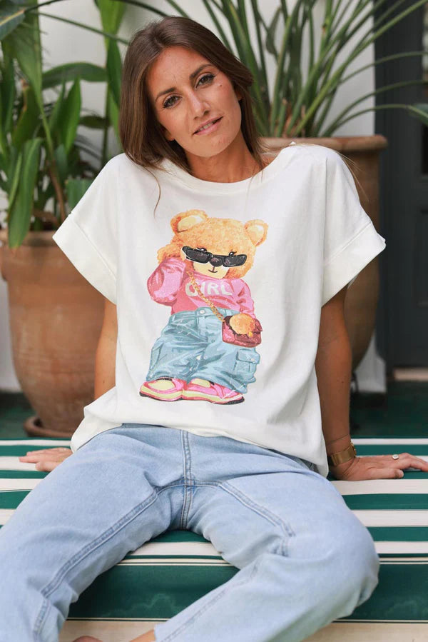 White Cool Bear Cotton Jersey Tee