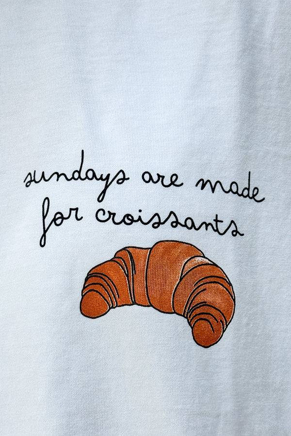 White Croissant Screen Print Tee