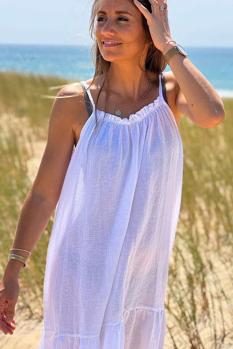 White Fluted Terry Sundress