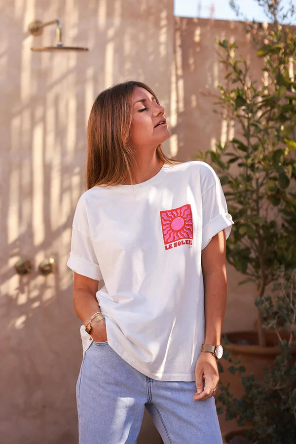 White Le Soleil Jersey Tee