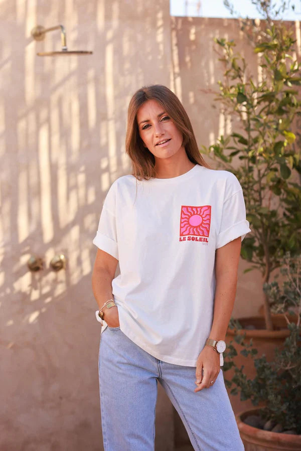 White Le Soleil Jersey Tee