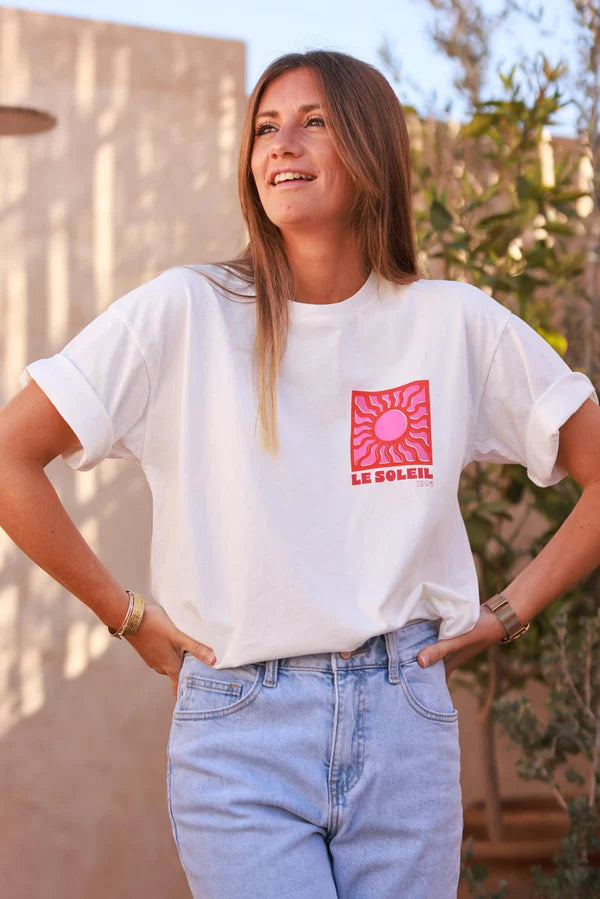 White Le Soleil Jersey Tee