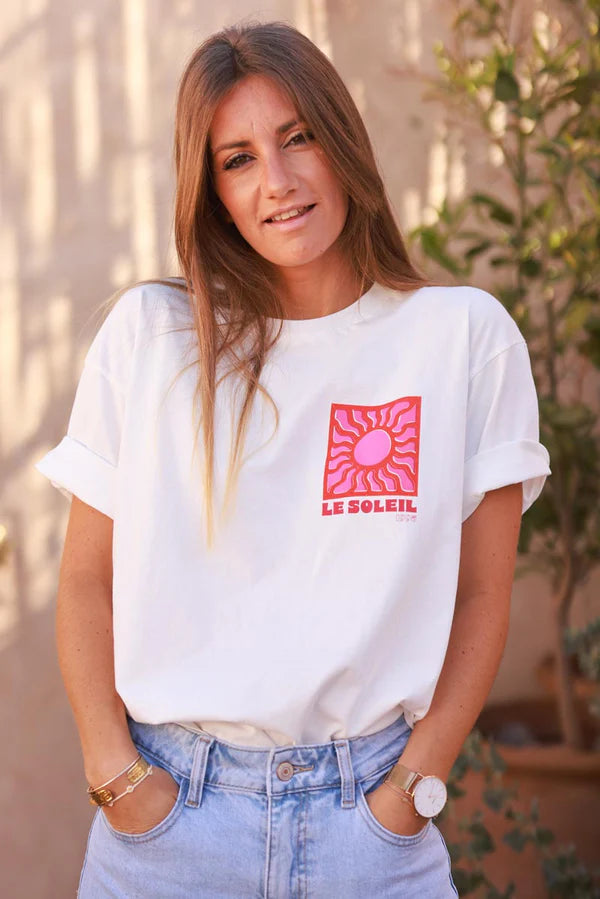 White Le Soleil Jersey Tee
