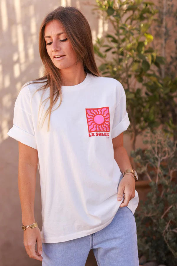 White Le Soleil Jersey Tee