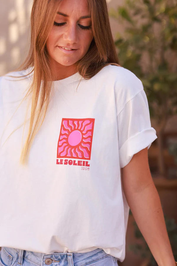 White Le Soleil Jersey Tee