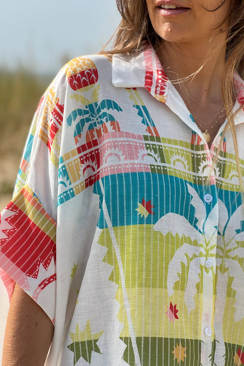 White Pineapple Paradise Guayabera Shirt