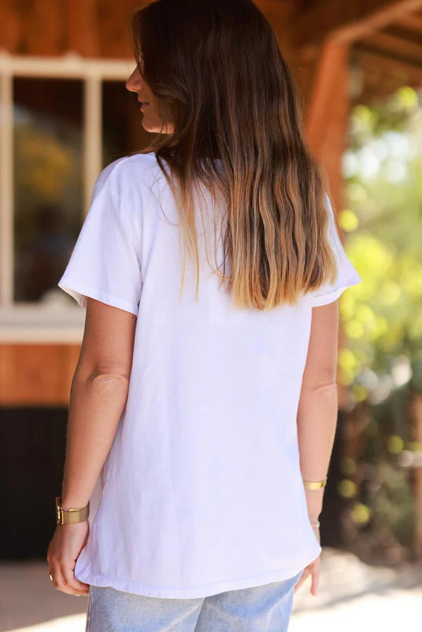 Yellow Floral Skulls V-Neck Tee