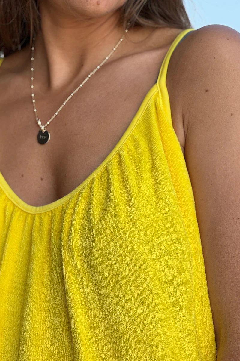 Yellow Terry Cloth Strappy Maxi Dress