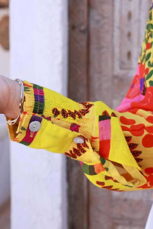 Yellow Tropical Hibiscus Print Tunic