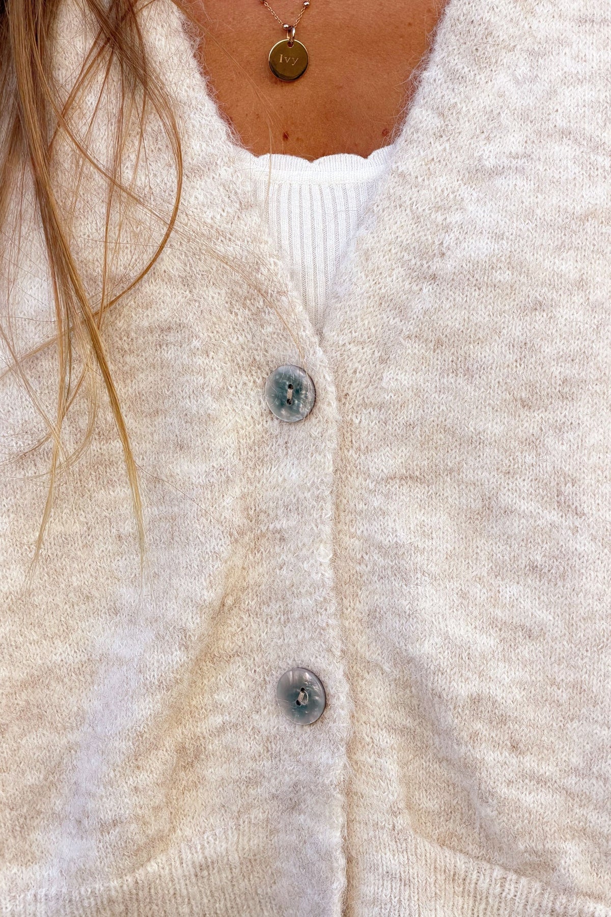 Beige Fuzzy Knit Slouchy Sweater Vest