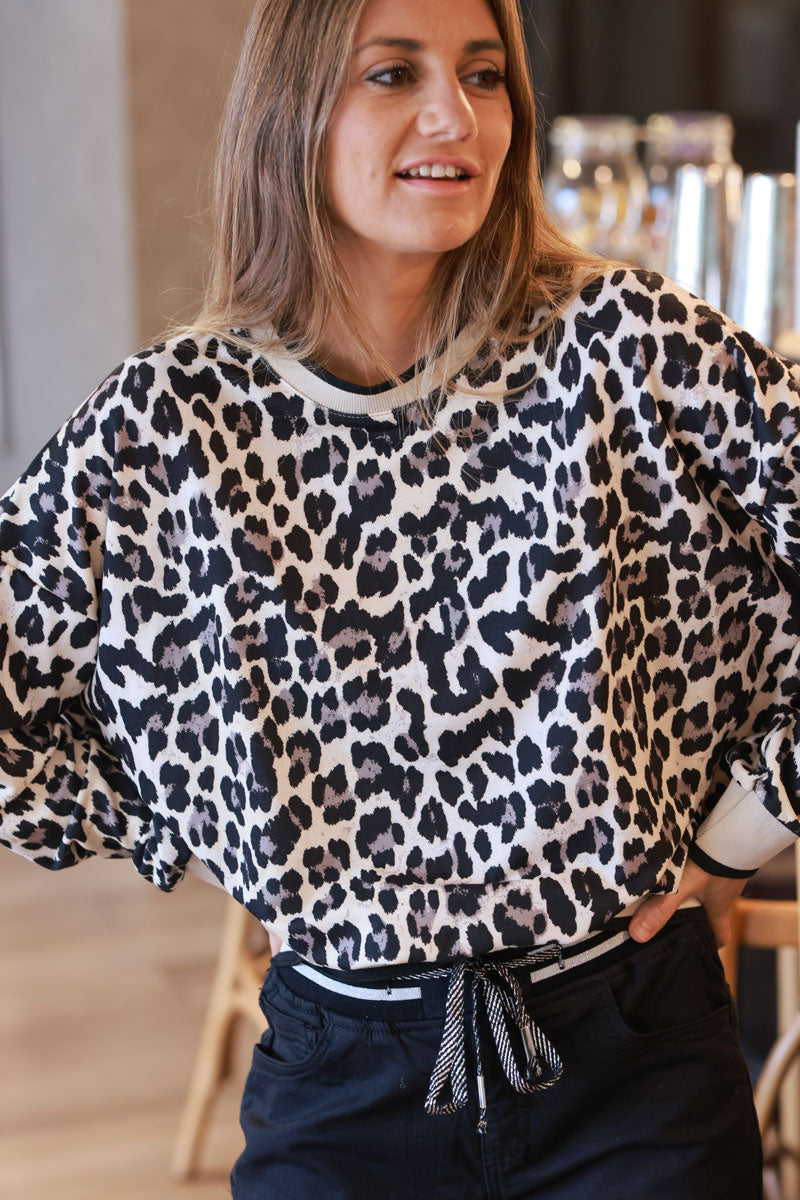 Beige Leopard Print Sweater