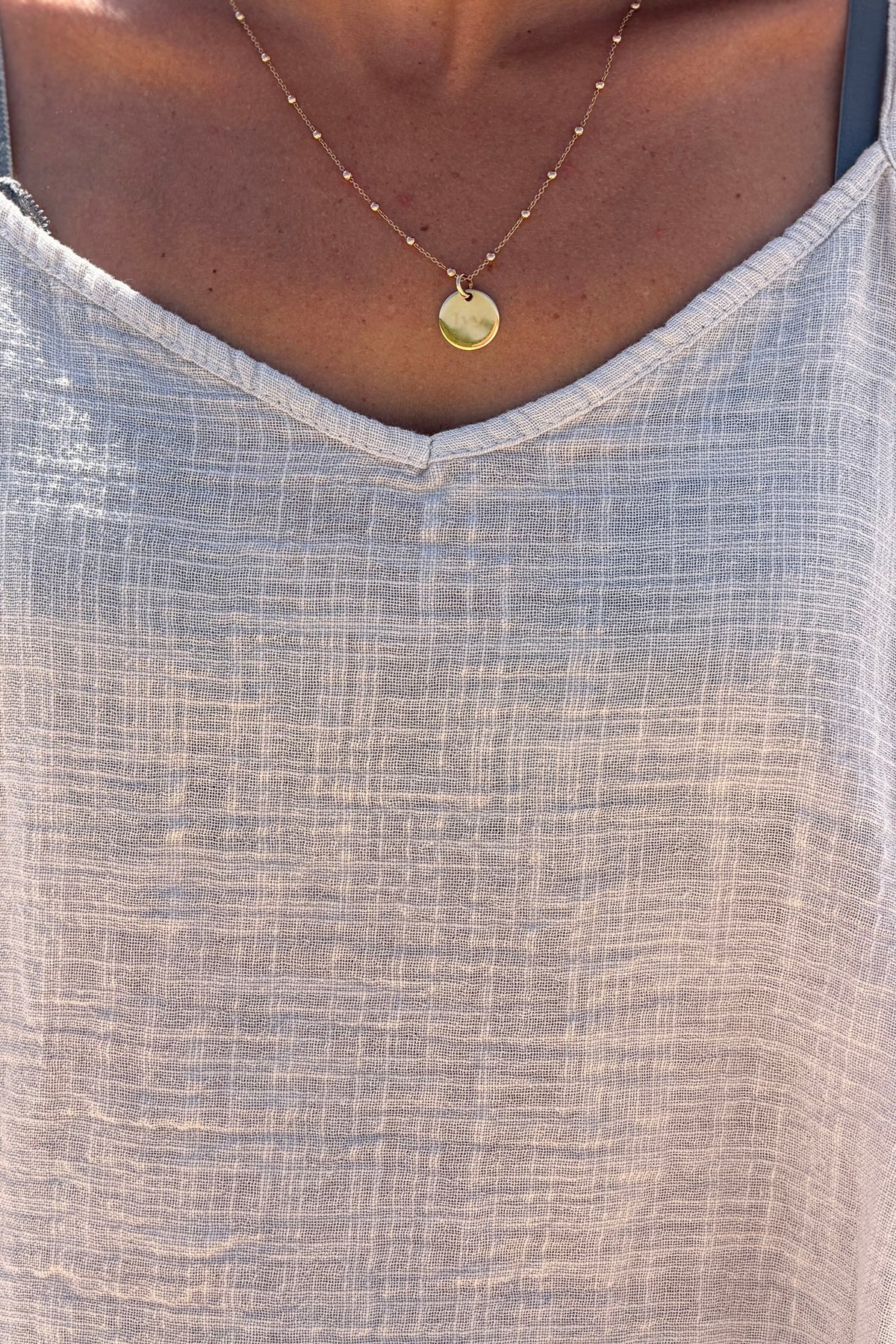 Beige Cotton Tank Top