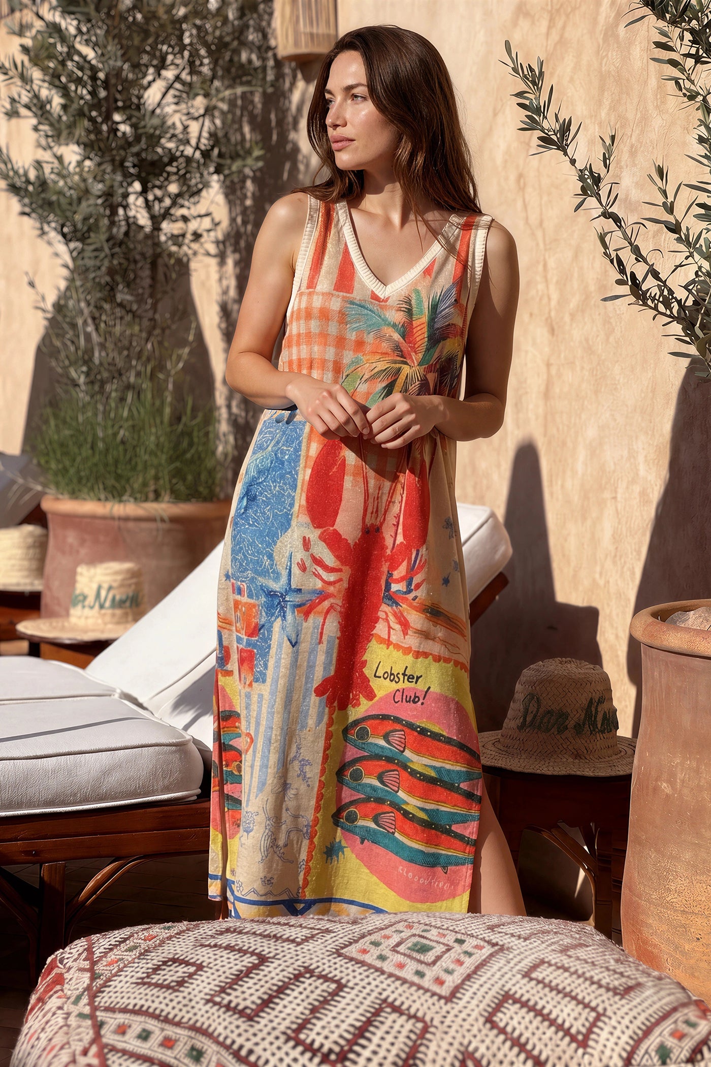 Beige Pool Picnic Glitter Knit Maxi Dress
