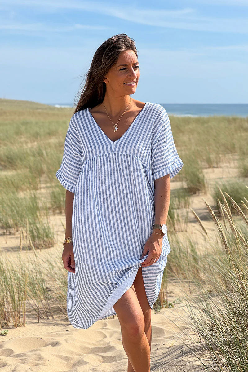 Blue Striped Gauze Sundress