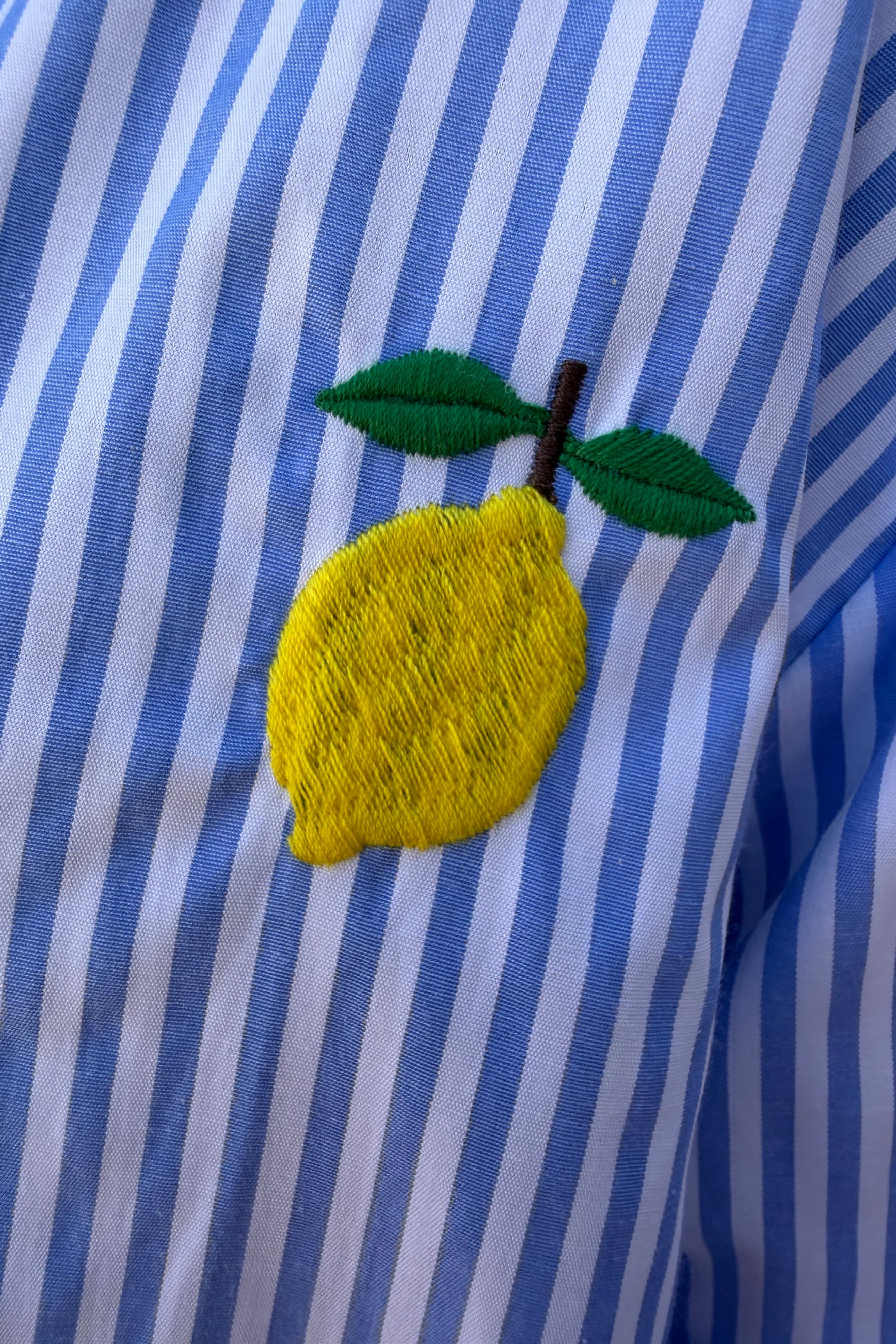 Blue Pinstripe Lemon Love Button-Down Blouse