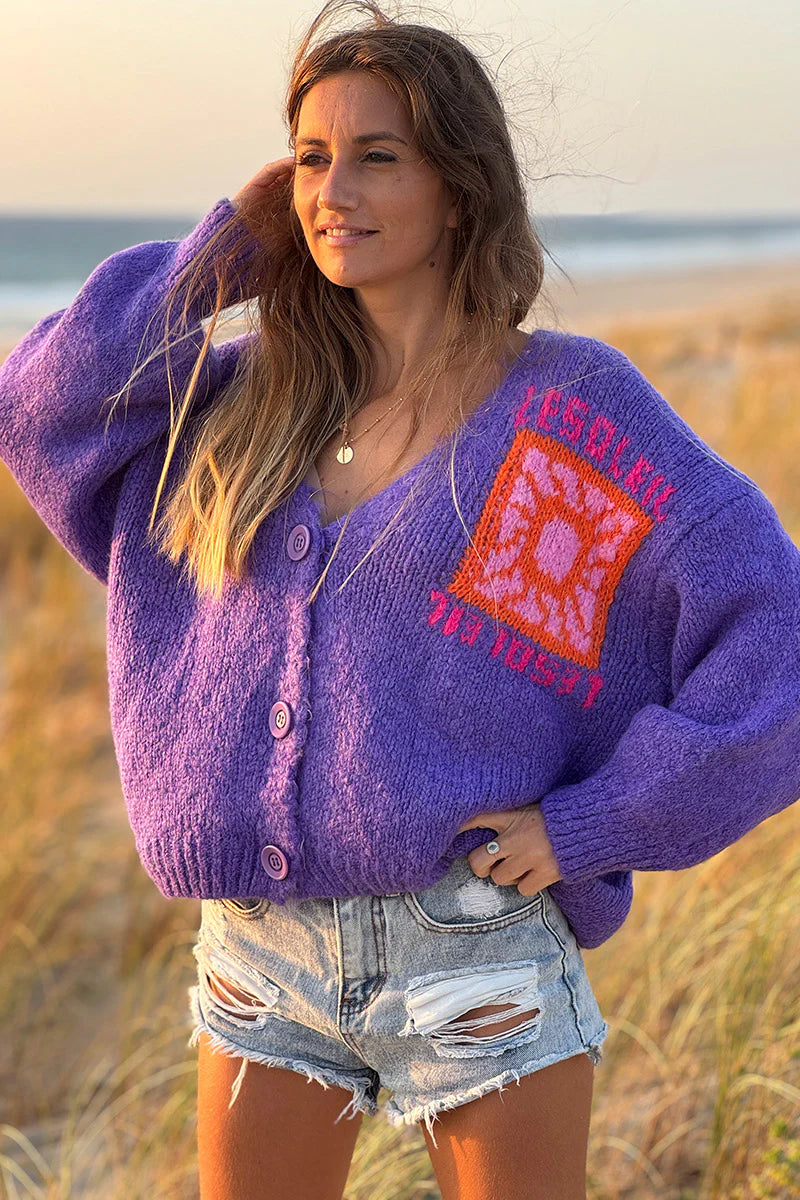 Grape Knit “Le Soleil” Cardigan Sweater