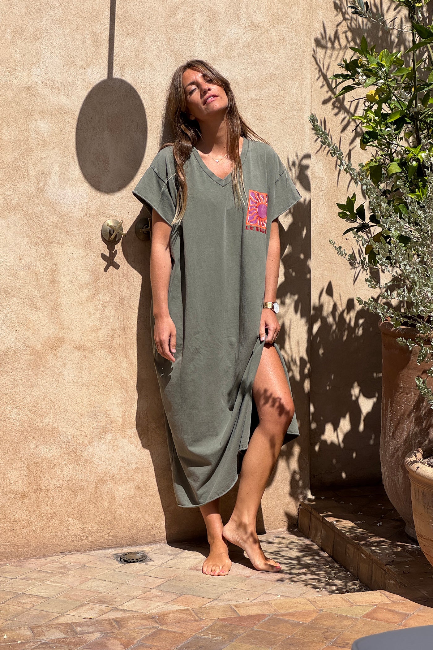 v neck t shirt dress V-Neck T-Shirt Dress - White and Black