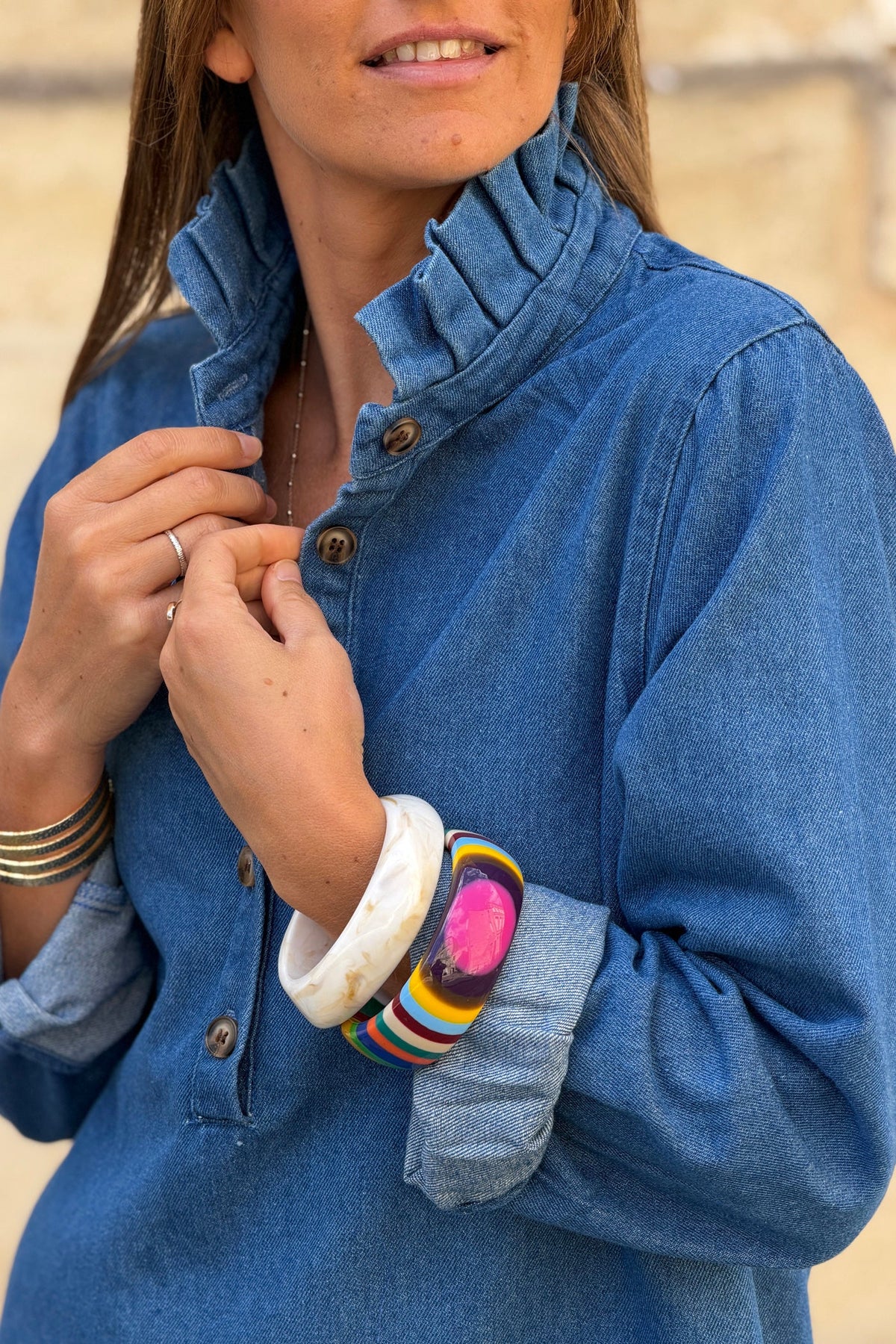 Multicolor Bullseye Rainbow Stripe Bangle