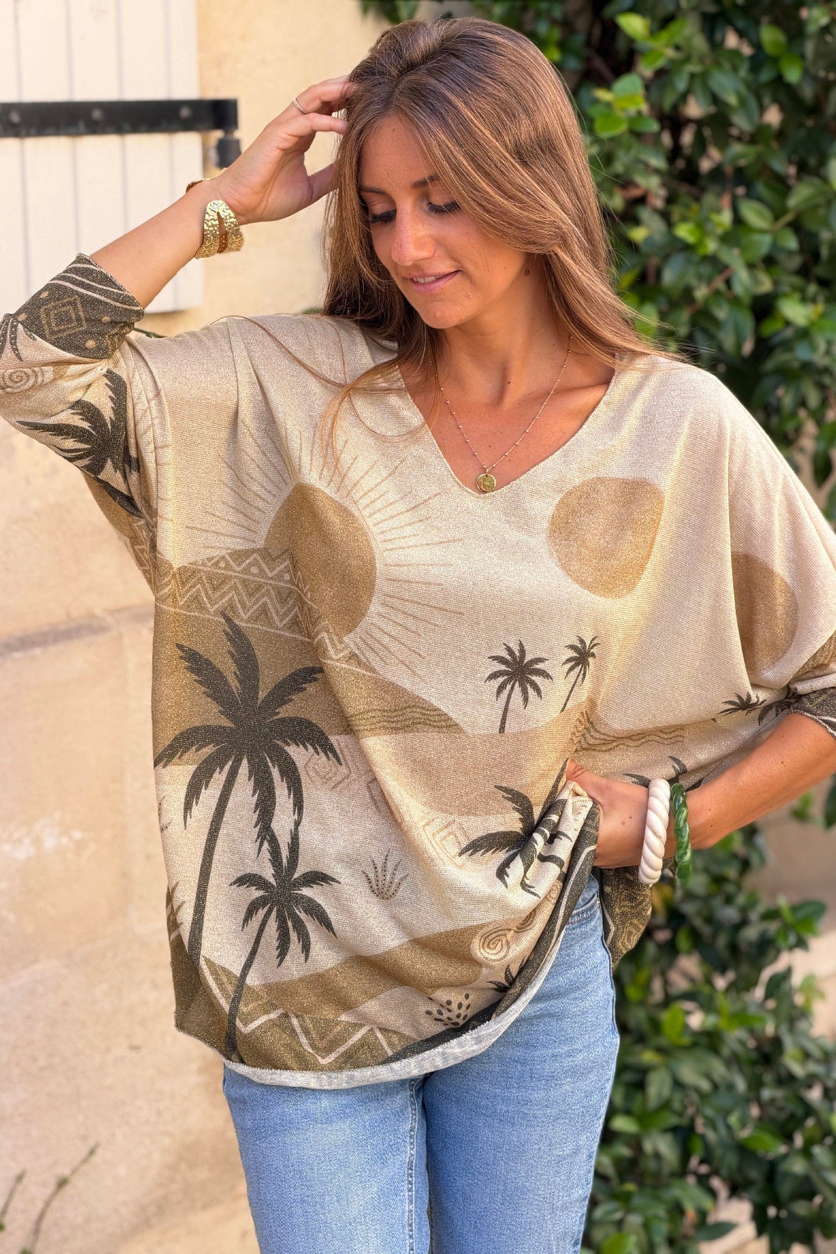 Olive Traditional Embroidered Cotton Tunic