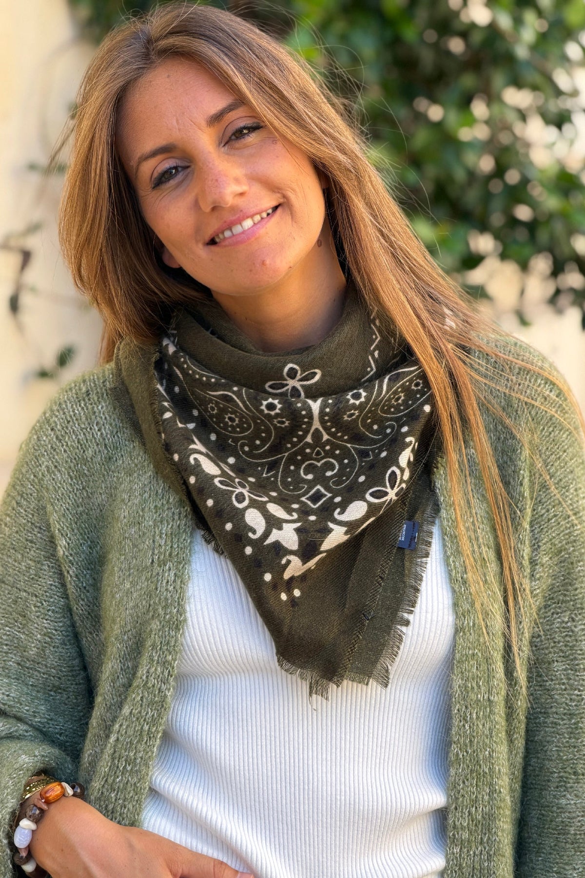 Olive Western Paisley Viscose Scarf