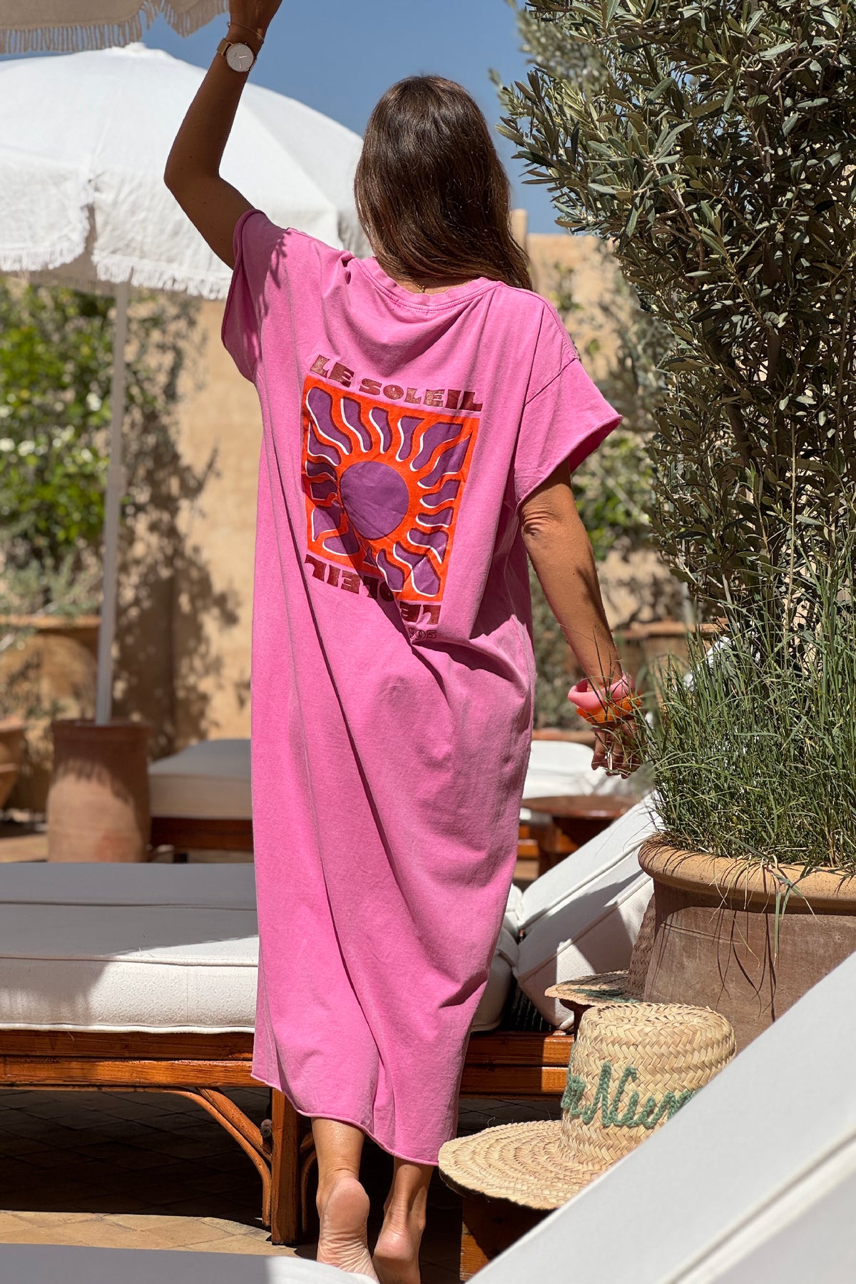 Pink Le Soleil V-Neck T-Shirt Dress