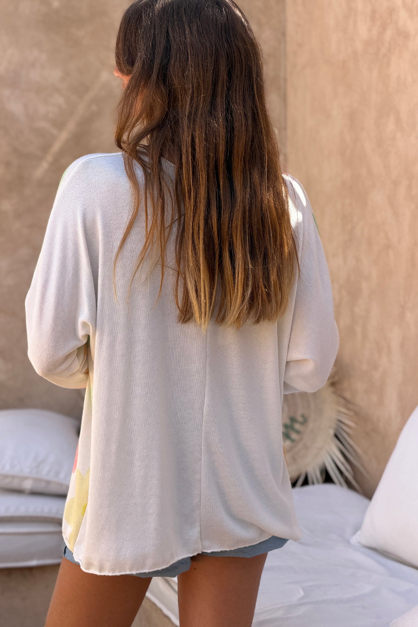 Pink Floral Angora Knit Top