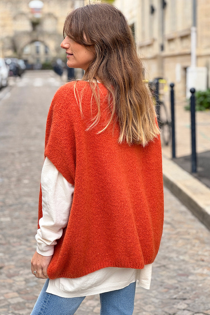 Pumpkin Mohair Blend Knit Vest