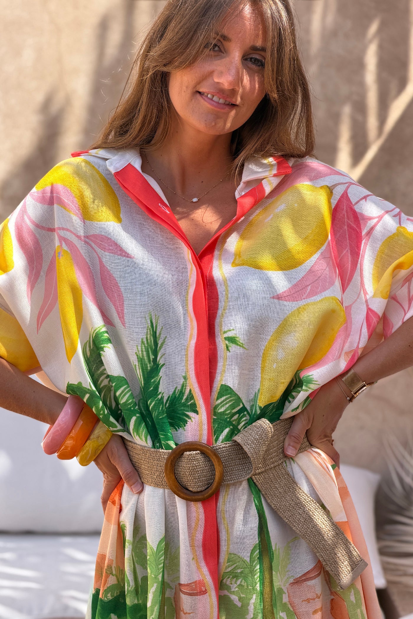 White “Good Things Are Coming” Button-Down Caftan