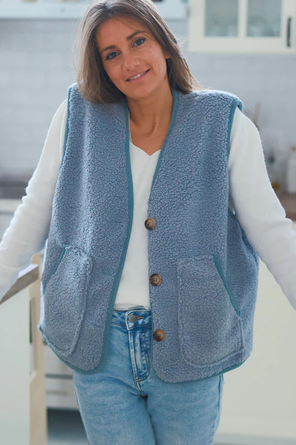 Baby Blue Faux Shearling Vest